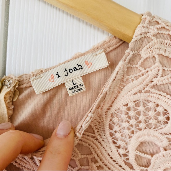 Cream Nude Lace Crochet Sleeveless Dress | L - Picture 6 of 8